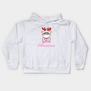 Christmas cat reindeer Kids Hoodie